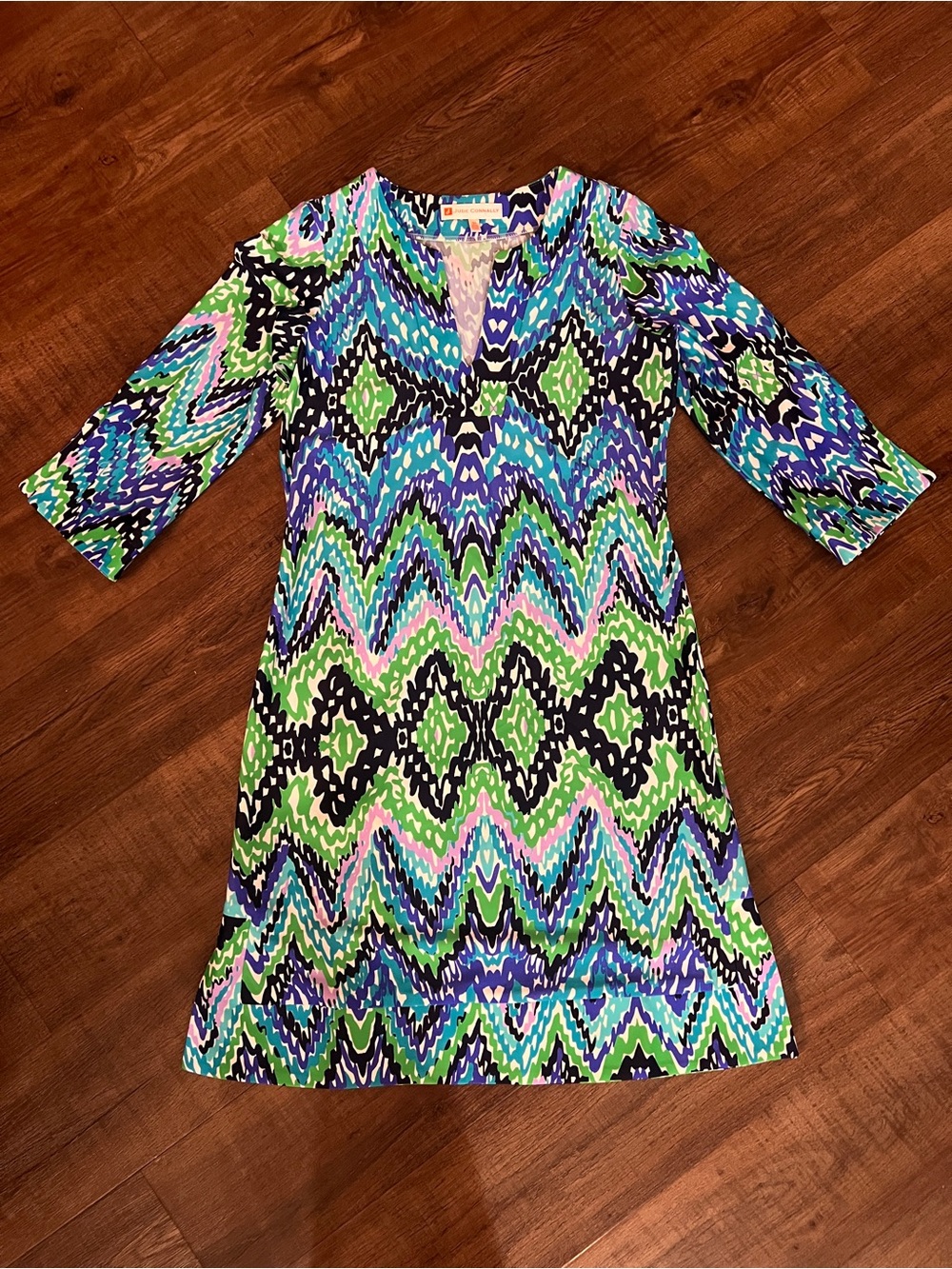Jude Connally Megan dress XS Multicolor Abstract Print Shift Dress Made in USA